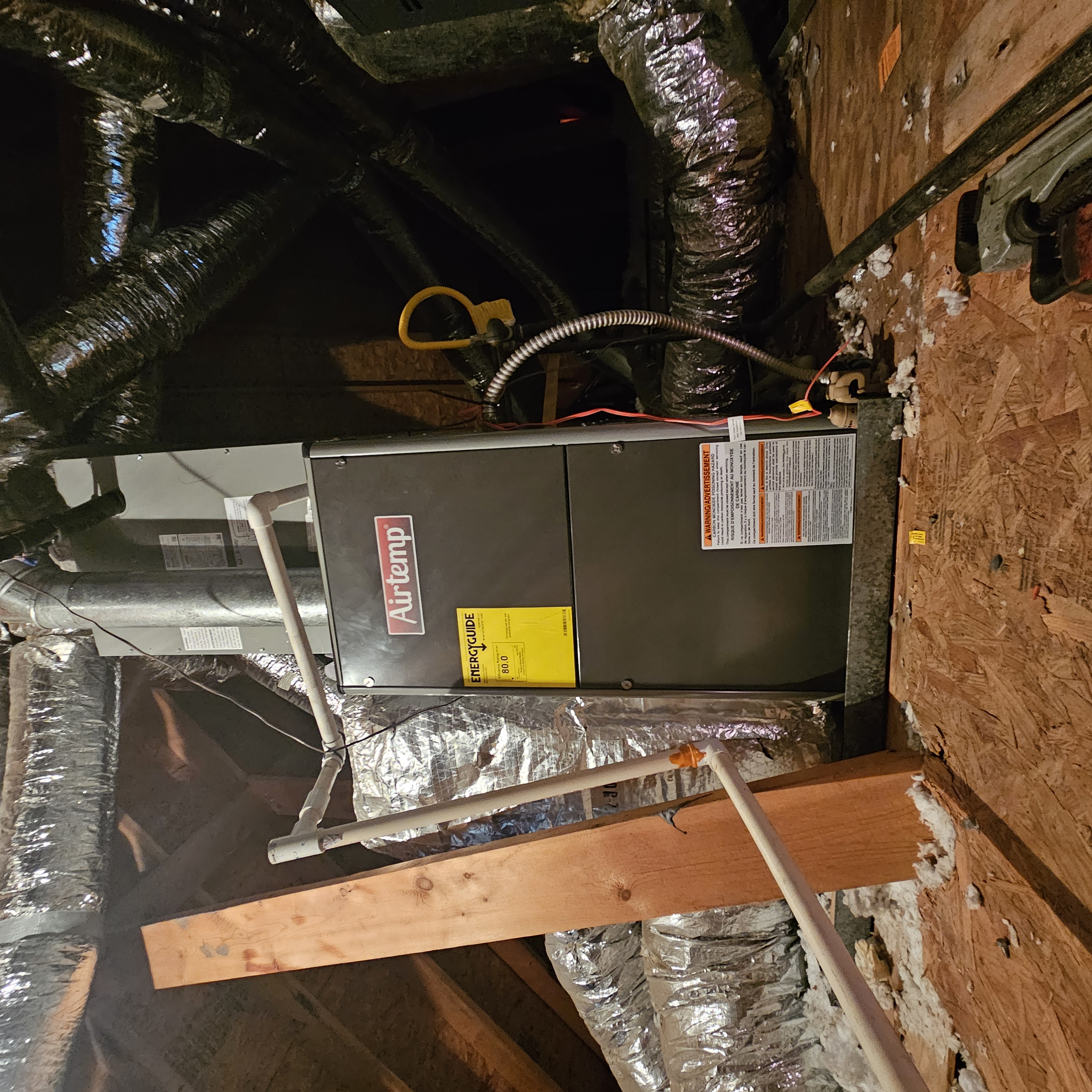 Attic furnace installation